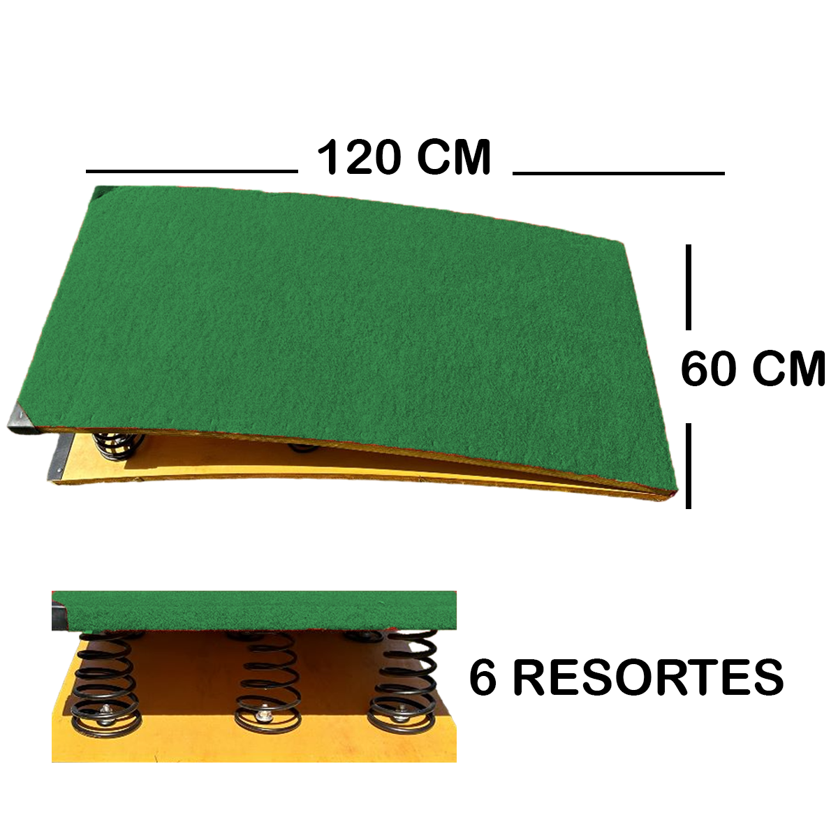 Trampolín De Salto 6 Resortes Gimnasia Profesional 120x60 cm