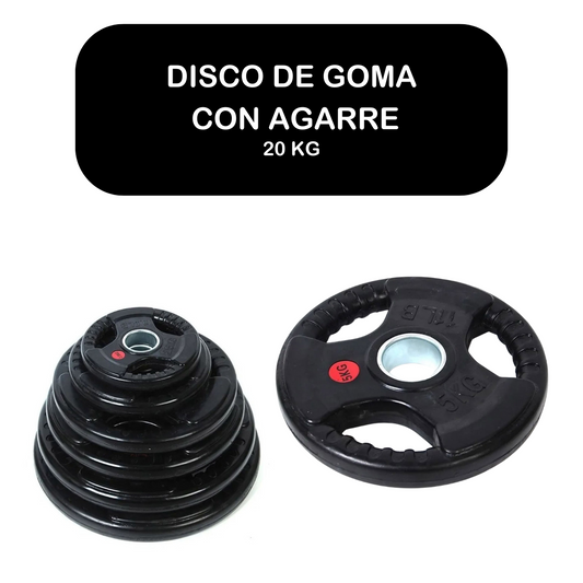 Disco Olimpico Engomado Con Agarre 20 Kg